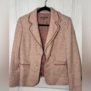 AT Studio wool pink tweed fringe blazer